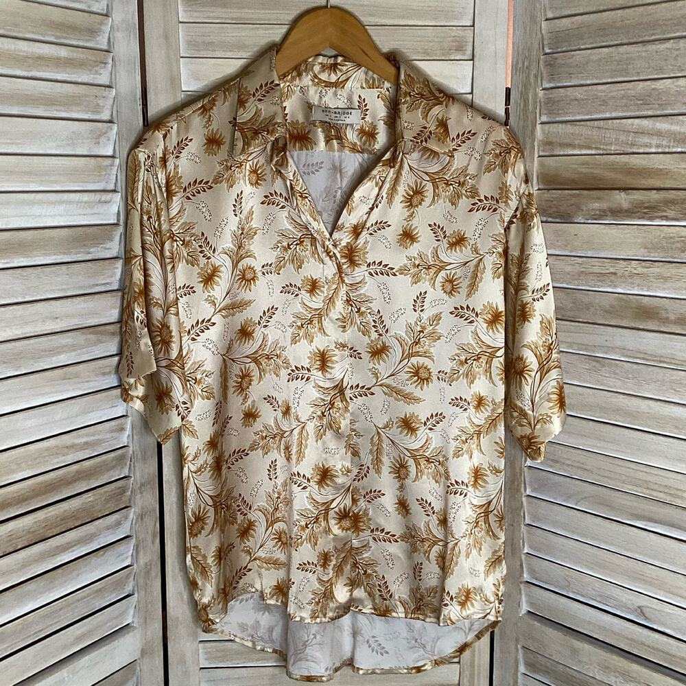 Bec & Bridge Salma 100% Silk Floral Oversized Camp Boyfriend Shirt S